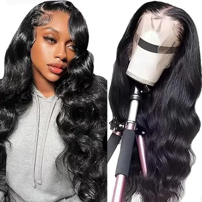 Productafbeelding van 26 Inch Pruik - Natuurlijke Zwarte Body Wave van Echt Haar