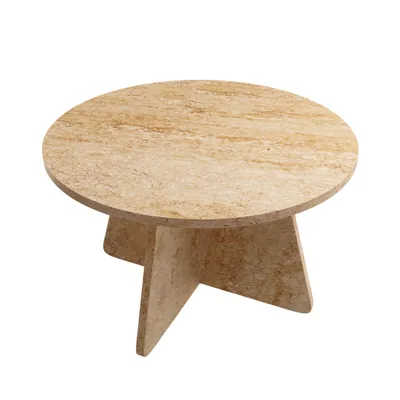 Produktbild von Moderner Couchtisch in Travertin-Optik für das Wohnzimmer, 72x72x42 cm, MDF