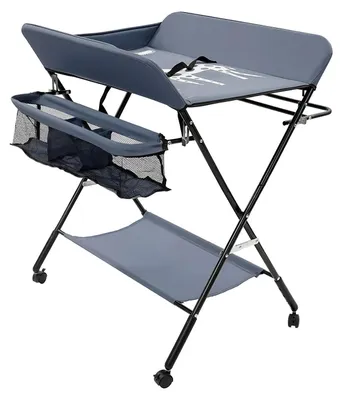 Immagine prodotto di Fasciatoio - Stazione per il cambio - Regolabile in altezza - Con rotelle - Pieghevole - Con vano portaoggetti - Portata 25 kg - Superficie 64×79 cm