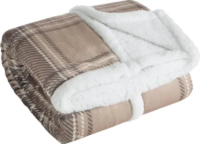 Zdjęcie produktu dla Koc świąteczny dwustronny 150x200 cm krata beżowy
