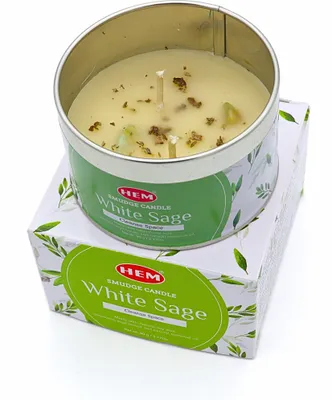 Produktbild von Hem Edelstein Kerze, Smudge, Palo Santo, Salbei, Rosmarin Duftkerze (Weißer Salbei)