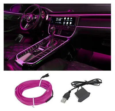 Immagine prodotto di Illuminazione interna a LED per auto, 500 cm, color lilla, per creare un'atmosfera personalizzata, striscia luminosa al neon