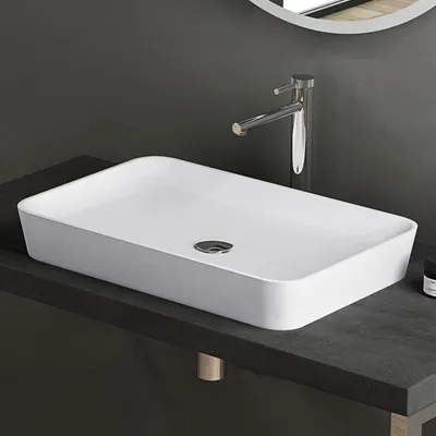 Image de doporro Lavabo vasque à poser blanc mat 60cm Colossum815 en fonte minérale solid surface 60x40x9cm