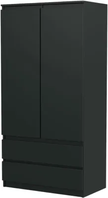 Produktbild von VBChome Kleiderschrank 90x50x180 cm 2 Türen 2 Schubladen 4 Einlegeböden Kleiderstange Schwarz