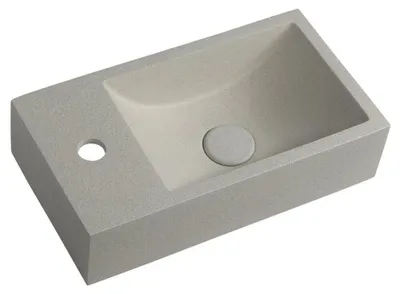 Productafbeelding van Sapho CREST L wastafel van beton, met overloop, 40x22 cm, wit graniet