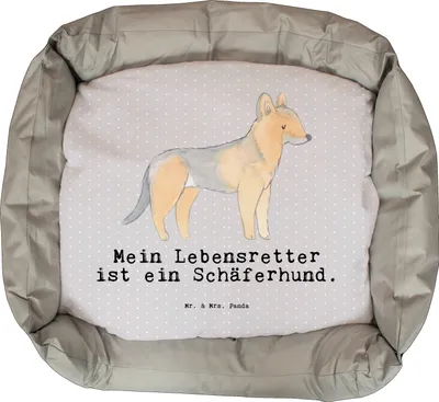 Produktbild von Mr. & Mrs. Panda Hundekorb Schäferhund Lebensretter - Grau Pastell - Geschenk, Geburtstag, Weihnachten, Hund, Hundekörbchen, Valentinstag, Vatertag