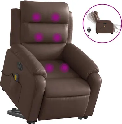 Produktbild von vidaXL Massagesessel mit Aufstehhilfe Elektrisch Braun Kunstleder