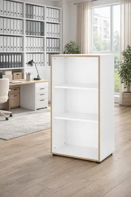 Produktbild von Büroregal Bücherregal Eiche weiss Aktenregal 2 verstellbar Böden #4149