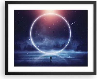 Produktbild von Gerahmtes Poster - Schwarzer Rahmen - Fantasie Ring Kosmos - 50x40 cm - Wand Bild - Wanddeko - Wandbilder - Kunstposter - Wandposter - Bilderrahmen - Bilder - Kunstdruck - P2BAA50x40-4664