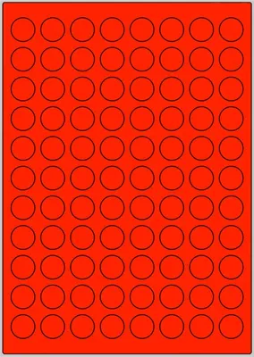 Produktbild von TE-Office 880 Stück 20mm runde farbige Universal Markierungspunkte Klebepunkte auf 10 Blatt Bogen DIN A4 in Leuchtfarbe rot