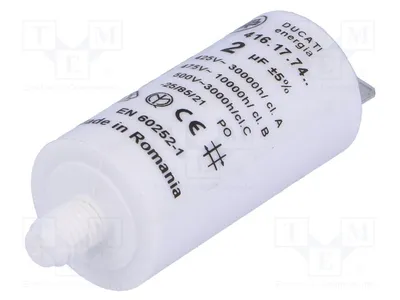 Produktbild von 1x Kondensator: für Motoren, Betrieb Ø25x49mm 2uF 475VAC  5% 416177427 Kondensato