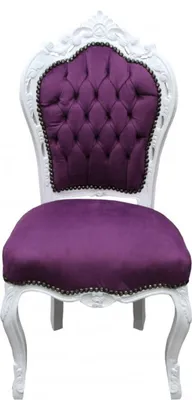 Produktbild von Casa Padrino Barock Esszimmer Stuhl Lila/Weiß - Antik Stil