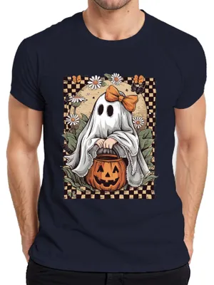 Obrázok produktu pre Roztomilé pánske tričko s motívom strašidielka Halloween, námornícka farba, 3XL