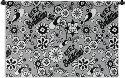 Produktbild von MuchoWow® Wandteppich Wandbehang Blumen - Muster - Zitate 90x60 cm Tapisserie Dekoration Wandtuch - Wandskulpturen - Bildteppich