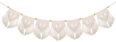 Produktbild von Famanu Wandteppich Handgefertigte Boho-Wanddekoration mit 7 Fahnen - 19 cm (B) x 100 cm (L)