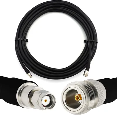 Produktbild von 30m RP-SMA Stecker auf N Buchse Koaxialkabel — Vollkupfer HF400 Flexibles Verlängerungskoax 50 Ohm (LMR400 UF UltraFlex Äquivalent) — für WiFi / Router / Antenne / WLAN / RF / Radio