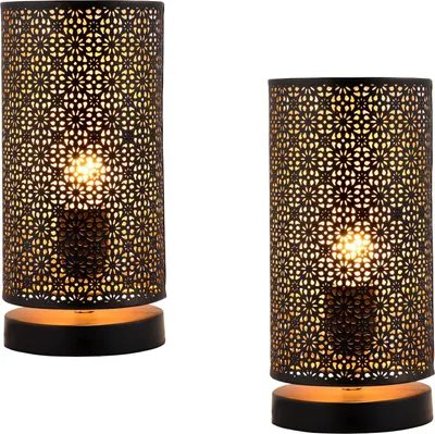 Image de lot de 2 lampes de table décoratives modernes Lampe de chevet Tuza Noir
