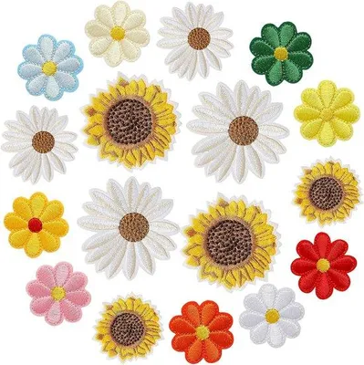 Produktbild von Famanu Applikationen Gebordnete Blumenpatches – Gelb
