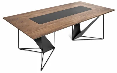 Produktbild von Moderner Braun-Schwarzer Schreibtisch Exklusives Metallgestell
