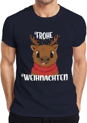 Produktbild von Frohe Weihnachten Rentier Süß - Weihnachten Weihnachtsgeschenk Christmas Herren T-Shirt, Navy, XXL