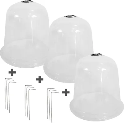 Produktbild von YERD 3er Set Pflanzglocke Anzuchtglocke Minigewächshaus Pflanzenschutzhaube 34cm