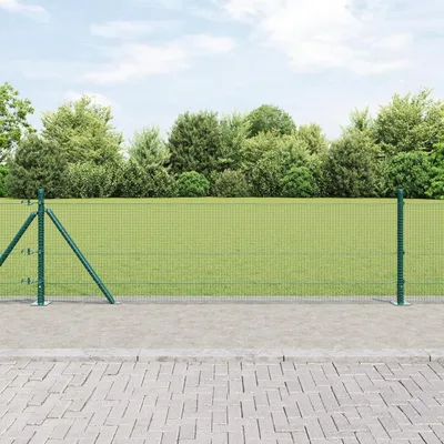 Produktbild von Geschweißter Drahtzaun mit 13 Flanschteilen in Grün, 0,6 x 100 m aus Stahl für Garten, Hof und Haustiere