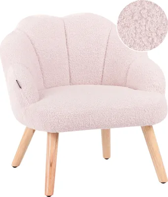 Produktbild von BELIANI Kindersessel Pastellrosa Bouclé Polsterung Holzbeine Kinderstuhl