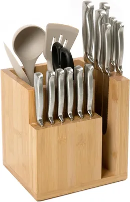 Immagine prodotto di Supporto per coltelli e accessori da cucina, 1 pezzo, in bambù, magnetico, per piano di lavoro della cucina