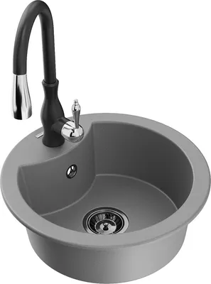 Produktbild von Mexen Diego 1-Becken-Granit-Spüle mit Mischbatterie Savita, Grau - 6512-71-672601-70-B
