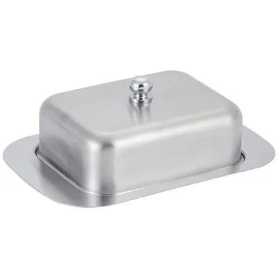 Produktbild von STILVORA Butterdose Edelstahl, Butterplatte mit Deckel, Küchenzubehör, Servierplatte, Frühstück, langlebig, rostfrei, praktisch, Multifunktional Butterdose