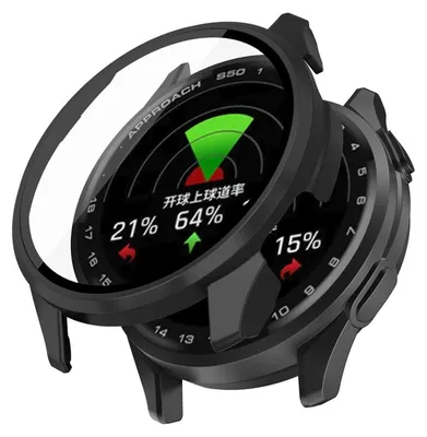 Produktbild von Für Garmin Approach S50 Kunststoff Watch Hülle + Tempered 9H Hart Glas Schwarz