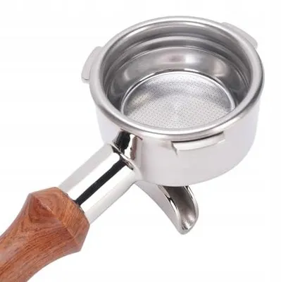 Zdjęcie produktu dla Portafilter 58 mm do ekspresu kawy ze stali nierdzewnej drewniany uchwyt