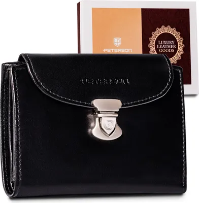 Image de Portefeuille en cuir pour femme avec fermeture à bouton-pression RFID - Peterson