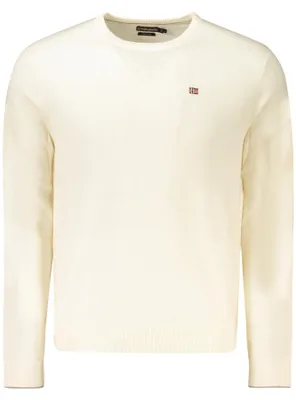 Produktbild von Herren-Pullover Weiß - Langarm, Rundhals, Stickerei Logo