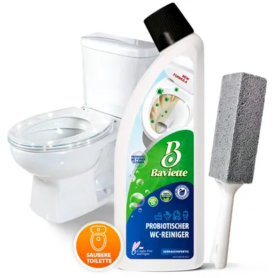 Immagine prodotto di Detergente per WC Baviette 750 ml – con microrganismi e pietra pomice, detergente biodegradabile per WC