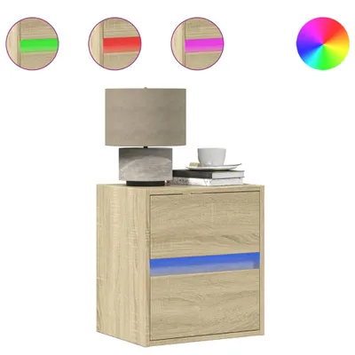 Produktbild von Wand-Nachttische mit LED-Leuchten 2 Stk. Sonoma-Eiche