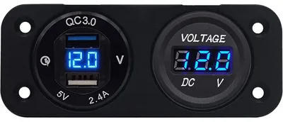 Produktbild von ProRide 12V USB-Ladegerät 2 Anschlüsse mit Voltmeter 5V/2,4A DS2114B