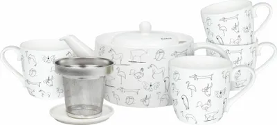 Immagine prodotto di Könitz Tee-Set 6-tlg. Picasso Animaux, Bone China, Schwarz, 1400 ml, 11 5 000 0104
