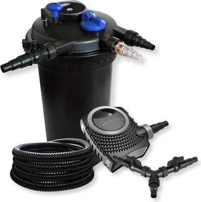 Produktbild von SunSun Komplettset: CPF-15000 Teichdruckfilter bis 30000 L mit 18 Watt UV-C Teichklärer, CTF-8000 SuperECO Teichpumpe 8000l/h 70W, 25m Teichschlauch 25 mm (1"), Y-Verteiler