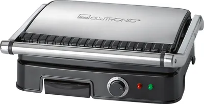 Produktbild von Clatronic KG 3487 Kontaktgrill für beidseitiges, fettfreies Grillen, antihaftbeschichtete Grillplatten, Edelstahlgehäuse, Silber