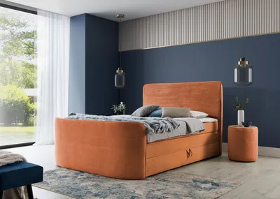 Produktbild von Einzelbett 120x200 NARA mit Stauraum - orange + GRATIS Matratzenauflage