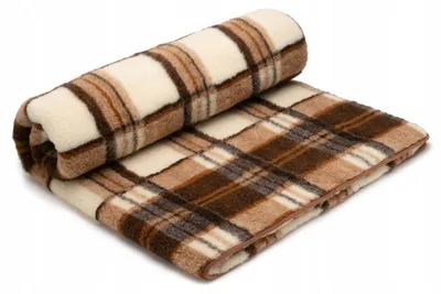 Produktbild von Best Wool Merino Ganzjahresdecke Karomuster Braun 160x200