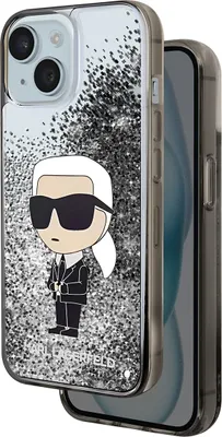 Immagine prodotto di Karl Lagerfeld, custodia protettiva Floating Ikonik Glitter Apple iPhone 15 Plus, argento