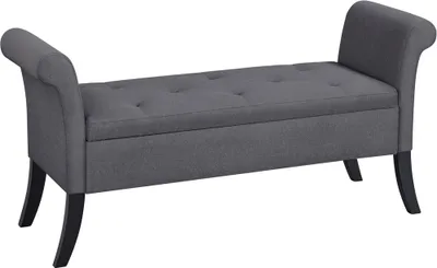 Produktbild von Yaheetech Sitzbank mit Stauraum, Sitzhocker faltbar, Aufbewahrungsbox, Sitztruhe mit Armlehnen, max. Belastbarkeit 300 kg, Bezug aus Stoff, Sitzhöhe 46 cm, Dunkelgrau