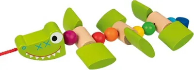 Produktbild von Goki Holz Nachziehtier Krokodil - Lernspielzeug für Kleinkinder