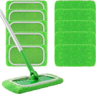 Obrázek produktu pro 10 mikrovláknových podložek na mop, vhodné pro mokré i suché vytírání. Sada 10 mikrovláknových utěrek pro efektivní čištění