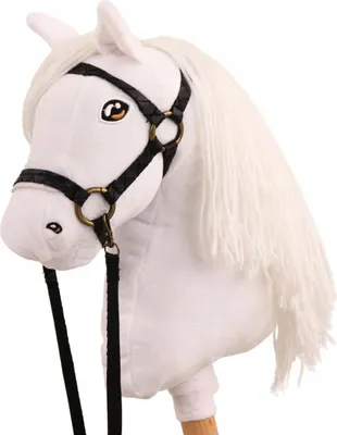 Produktbild von Weißes Steckenpferd auf einem Stock,  Hobby horse, Steckenpferd mit weißer Mähne und Zaumzeug