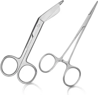 Image de Set - 1x ciseaux multi-usage 11,5 cm - acier inoxydable + 1x pince à bec droit