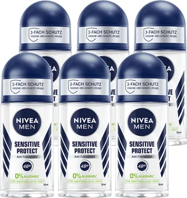 Produktbild von Nivea Men Deo Sensitive Protect Roll On Anti Transpirant 50ml 6er Pack