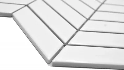 Produktbild von Handmuster Keramik Mosaikfliese Fischgrät uni weiß glänzend MOS24-EV31_m